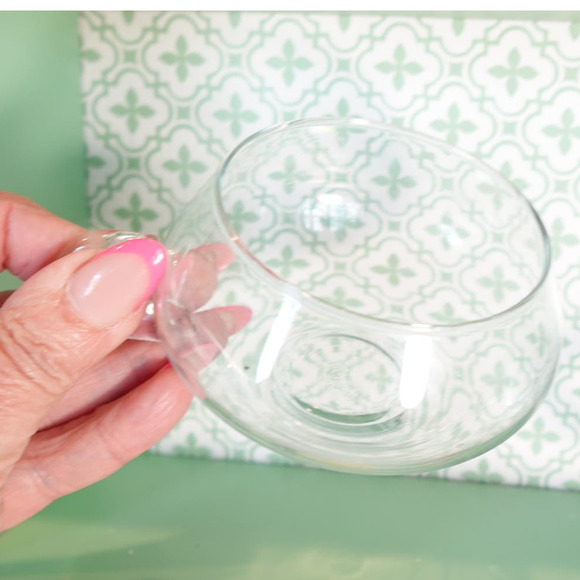 Vintage handblown glass teacup fishbowl candle with cat butterfly fish melts! - Picture 5 of 8